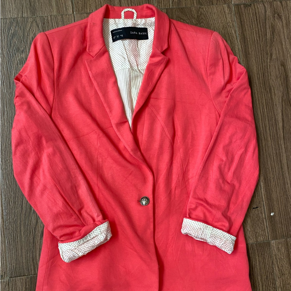 Zara Basic Blazer/Coat/Suit Jacket Sz XL Pink Women’s